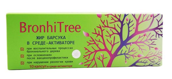 Изображение товара Бронхитри BronhiTree Жир барсука в среде-активаторе Сашера-Мед 10 капсул Бронхитри BronhiTree Жир барсука в среде-активаторе Сашера-Мед 10 капсул фотография