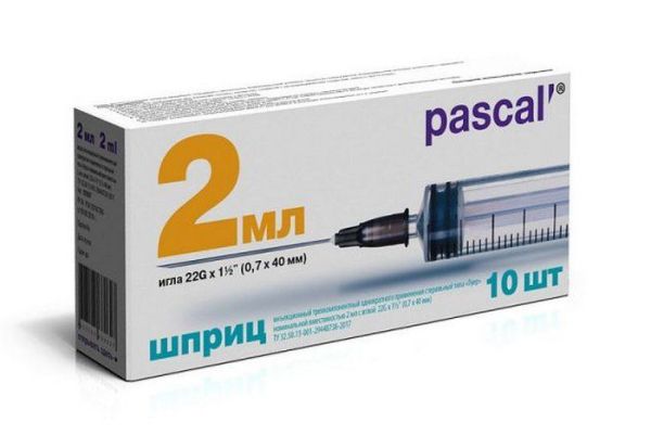 Изображение товара Шприц Pascal 3-х компонентный 2мл с иглой 22g №10 Шприц Pascal 3-х компонентный 2мл с иглой 22g №10 фотография
